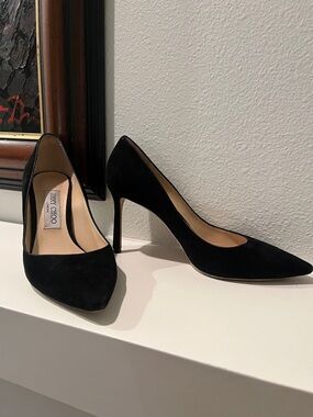 Jimmy Choo Black Suede Pointed Toe Stiletto Pumps